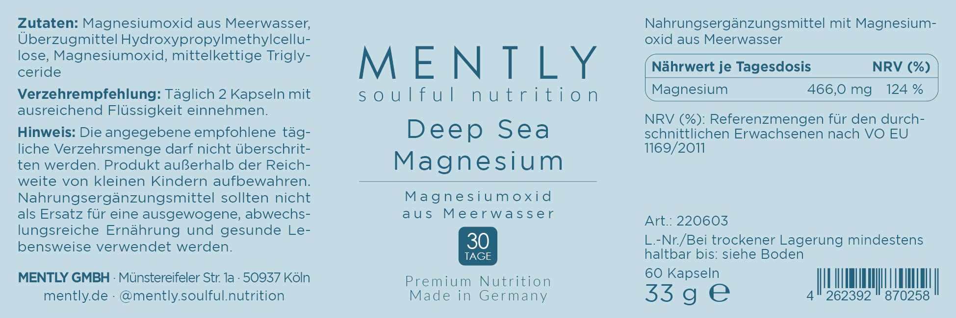 Mently Nahrungsergänzungsmittel Deep Sea Magnesium 