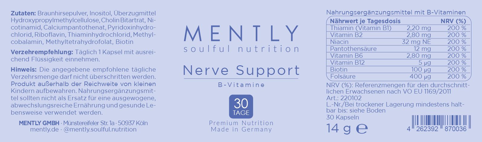 Mently Nahrungsergänzungsmittel Nerve Support Mently Nahrungsergänzungsmittel Nerve Support